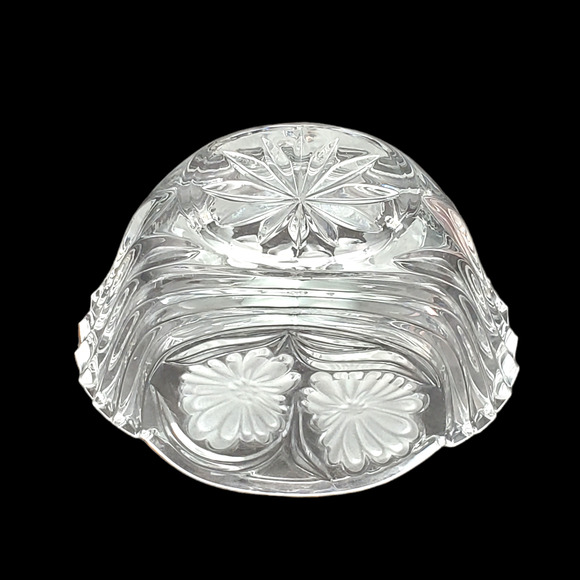 Vtg Floral Etched Crystal Open Candy Dish Bowl 3.5 in - Picture 8 of 16